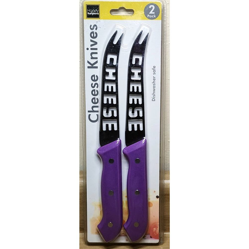 Cheese Knives Set of 2 Fun Purple Color New Handy Helpers See Pictures